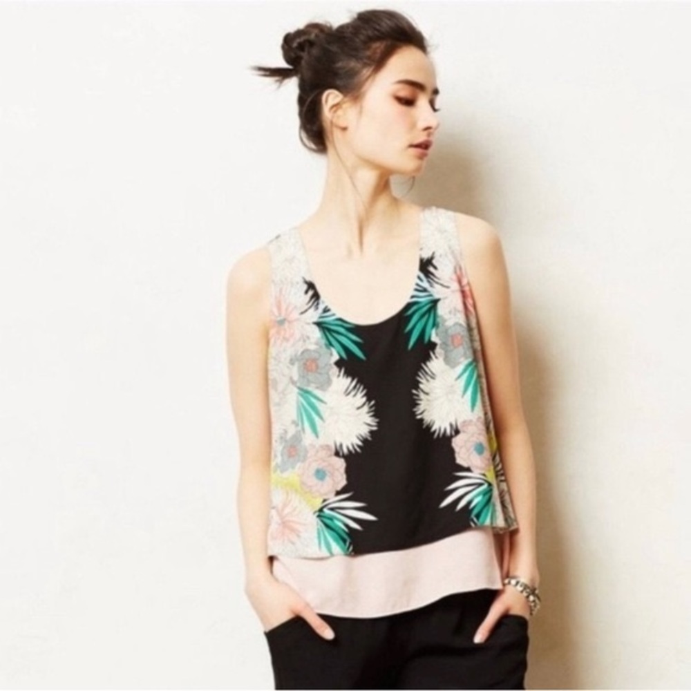 EUC Anthropologie Corey Lynn Calter Layered Floral Tank Top